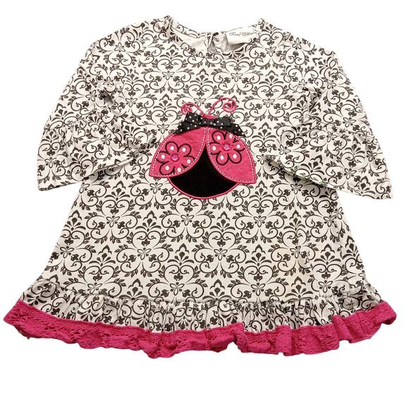 Rare Edition Top Girls 6 Paisley Ladybug Pink Cotton Blend - Picture 1 of 7